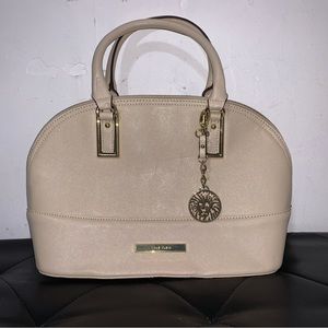 Anne Klein Cream Dome satchel handbag with crossbody strap